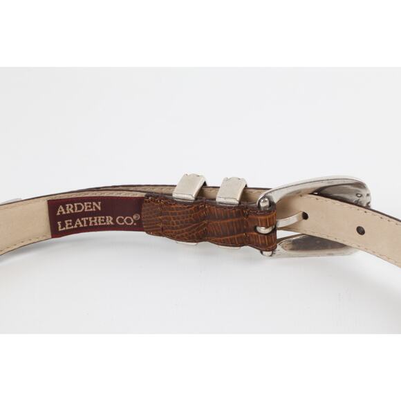 Arden Leather Co Belt Lizard Embossed Italian Leather Vintage Classic Brown Sz S main image 7